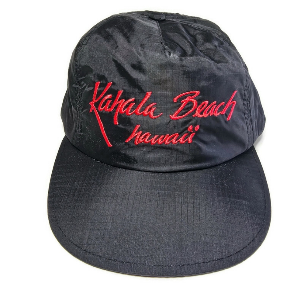Vintage Kahala Beach Hawaii Hawaiian Headwear Snapback Hat Nylon Red Embroidered